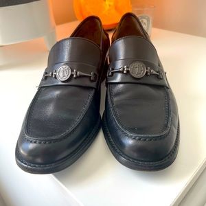 Salvatore Ferragamo Sport black leather heeled loafers size 6.5